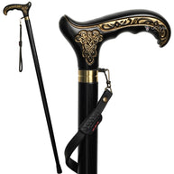 Black & Gold Celtic Style Wooden Walking Cane Derby
