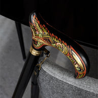 Celtic Raven Walking Stick Hand Painted Black Derby Wooden Cane