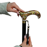 Celtic Raven Walking Stick Hand Painted Derby Wooden Cane