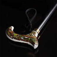 Celtic Raven Walking Stick Hand Painted Derby Wooden Cane
