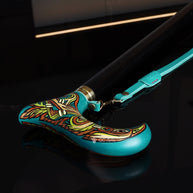 Celtic Raven Walking Stick Hand Painted Blue Derby Wooden Cane