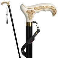 White Wooden Cane Walking Stick with Celtic Ornament