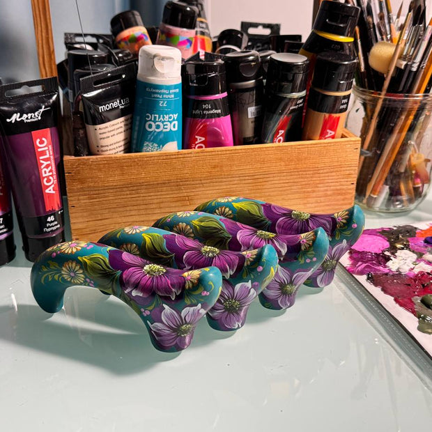 Derby handle, hand painted cane, walking stick cane, cane for ladies, GC-Artis, Flowered cane