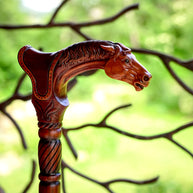 Wooden Cane Walking Stick Horse with Saddle