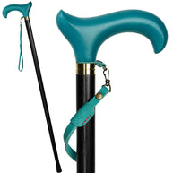 Wooden Cane Walking Stick - Light weight Comfortable derby handle & black shaft for man woman