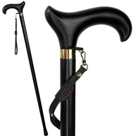 Wooden Cane Walking Stick - Light weight Comfortable derby handle & black shaft for man woman