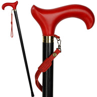 Wooden Cane Walking Stick - Light weight Comfortable derby handle & black shaft for man woman