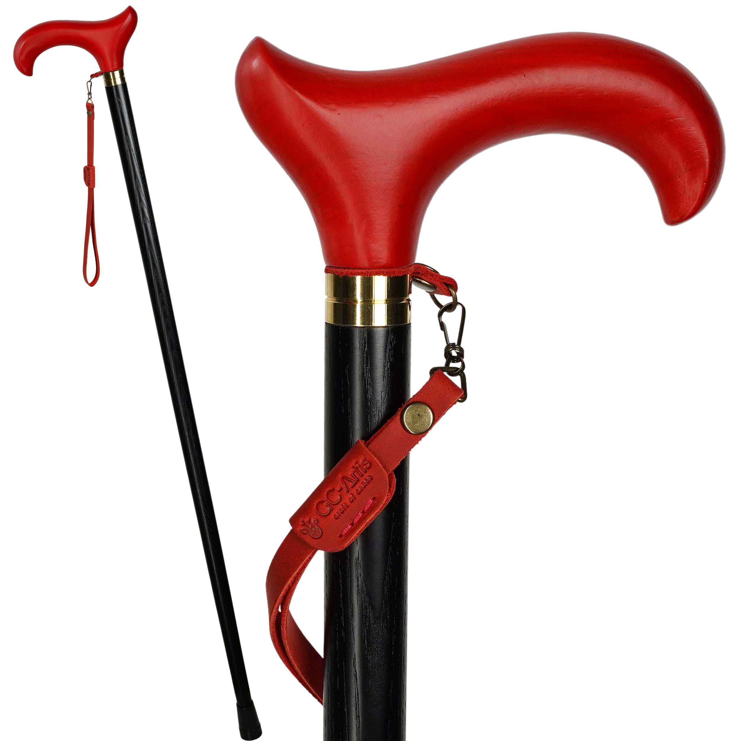 Wooden Cane Walking Stick - Light weight Comfortable derby handle & black shaft for man woman