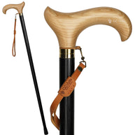 Wooden Cane Walking Stick - Light weight Comfortable derby handle & black shaft for man woman
