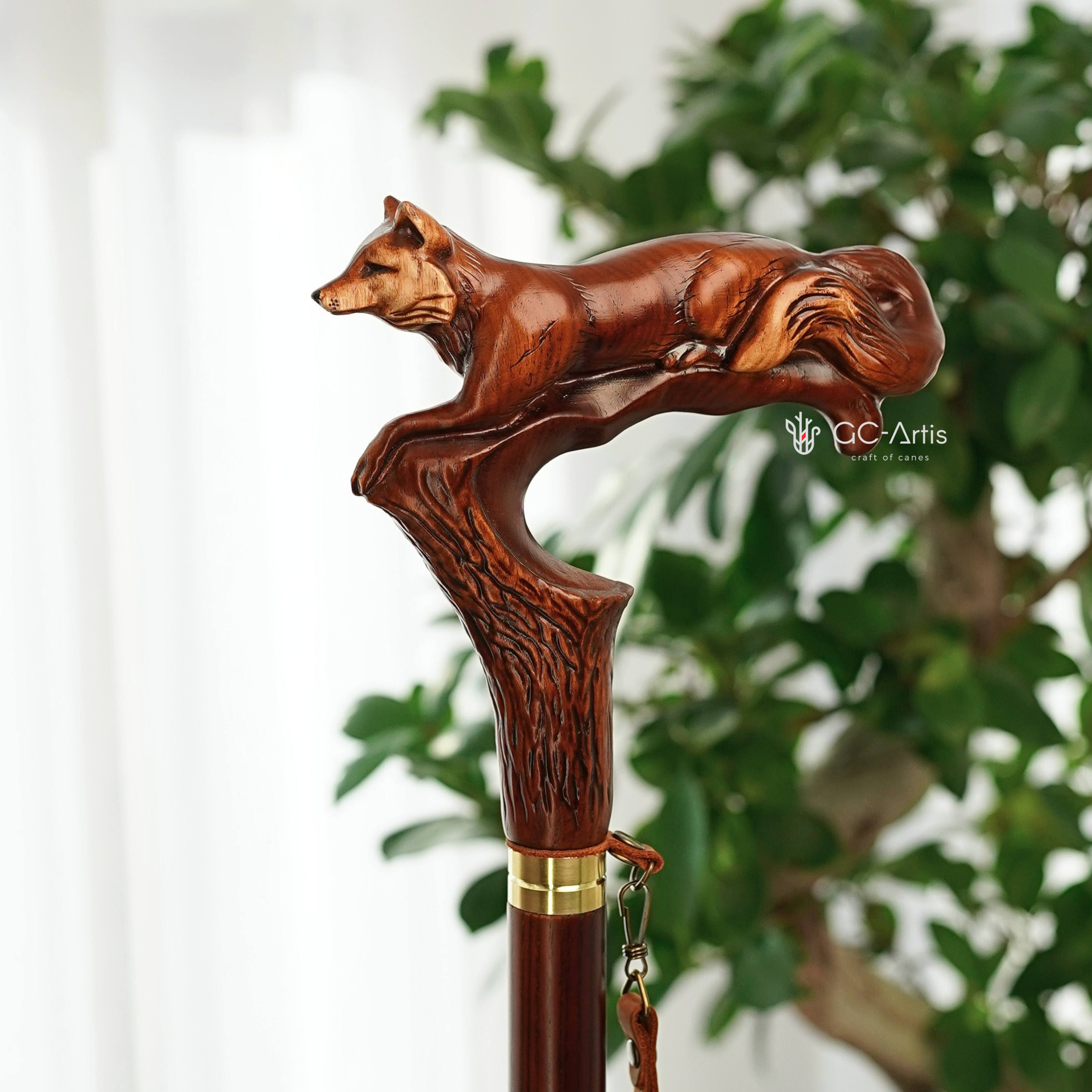 Fox Elegant Wooden Wooden Walking Stick Cane