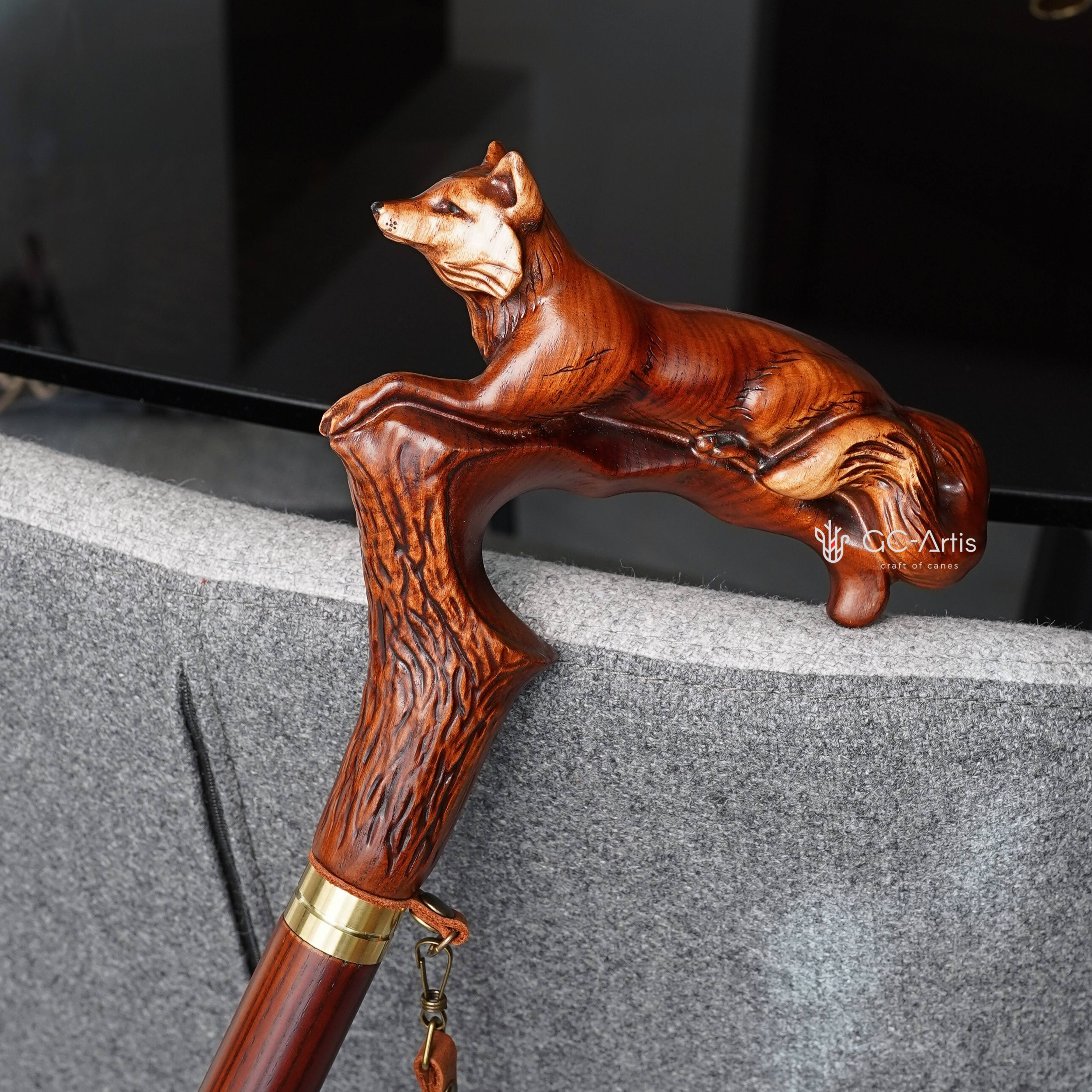 Fox Elegant Wooden Wooden Walking Stick Cane