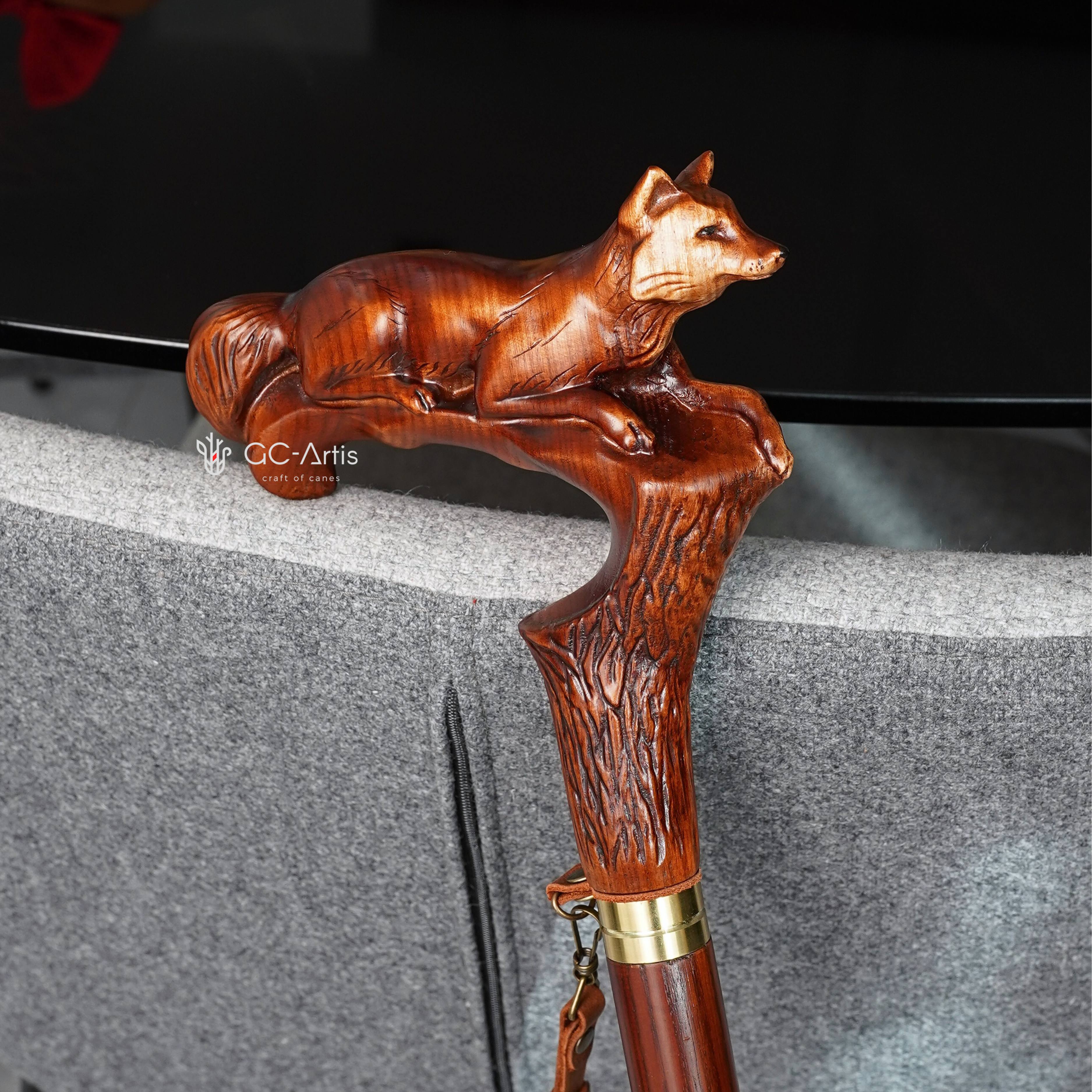 Fox Elegant Wooden Wooden Walking Stick Cane