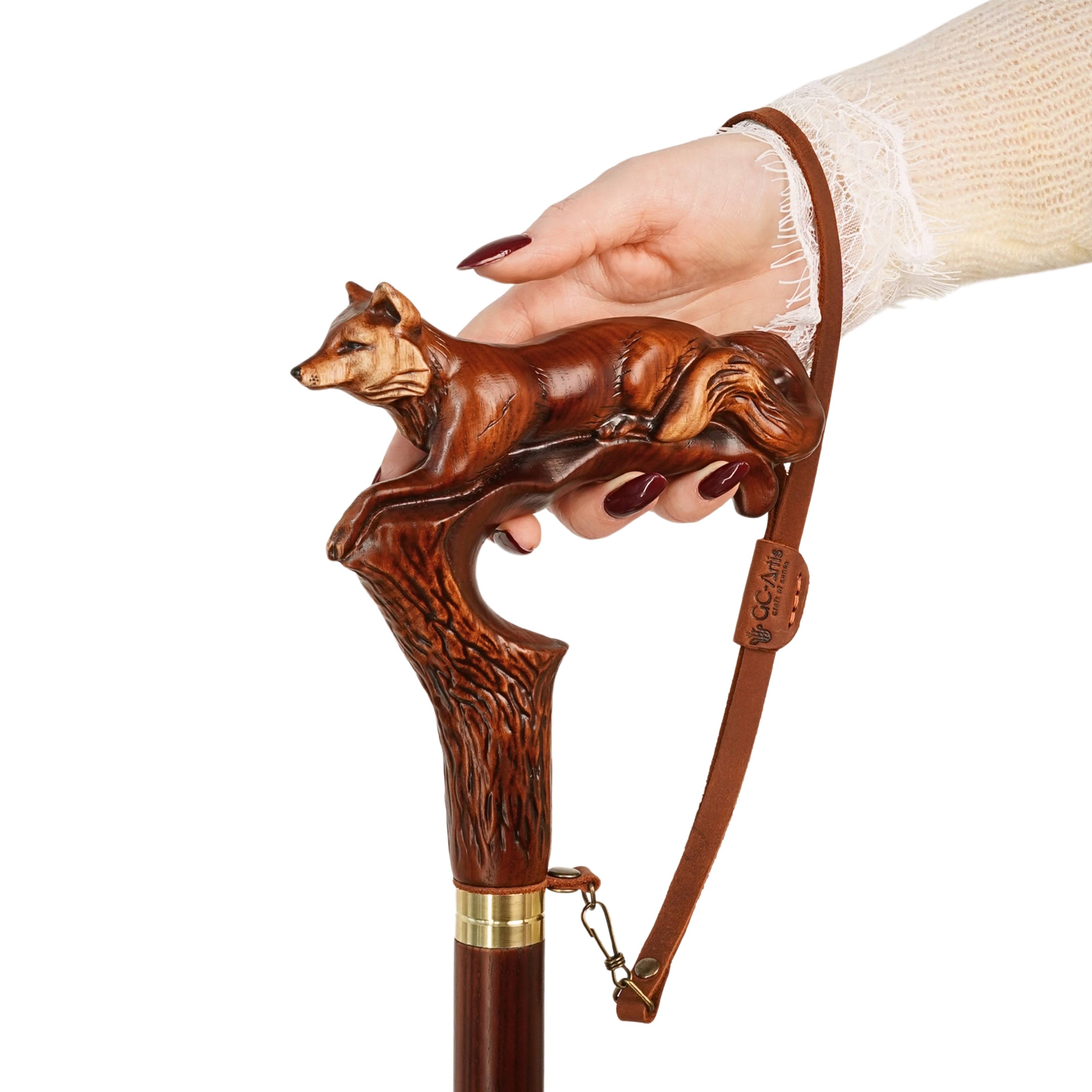 Fox Elegant Wooden Wooden Walking Stick Cane