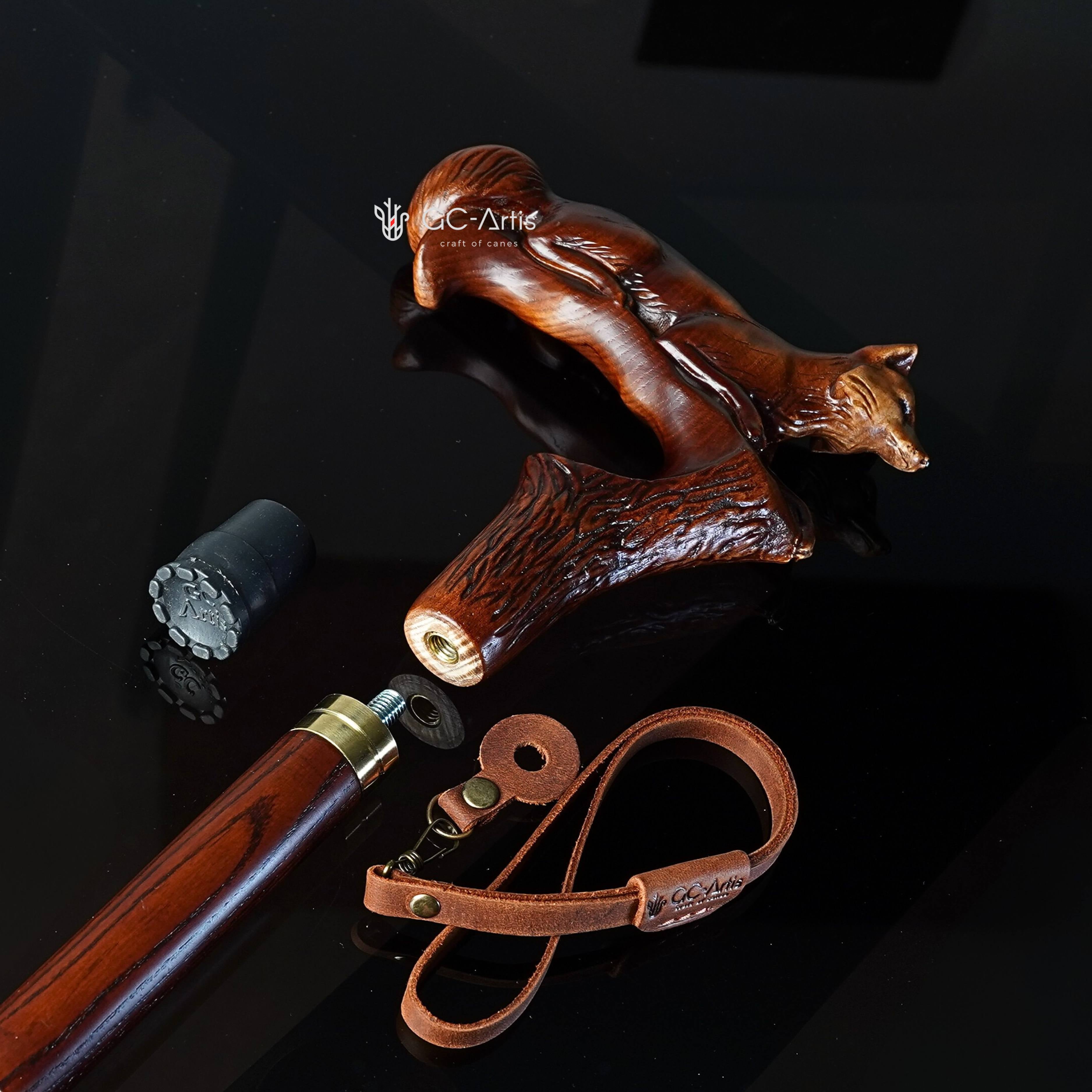 Fox Elegant Wooden Wooden Walking Stick Cane