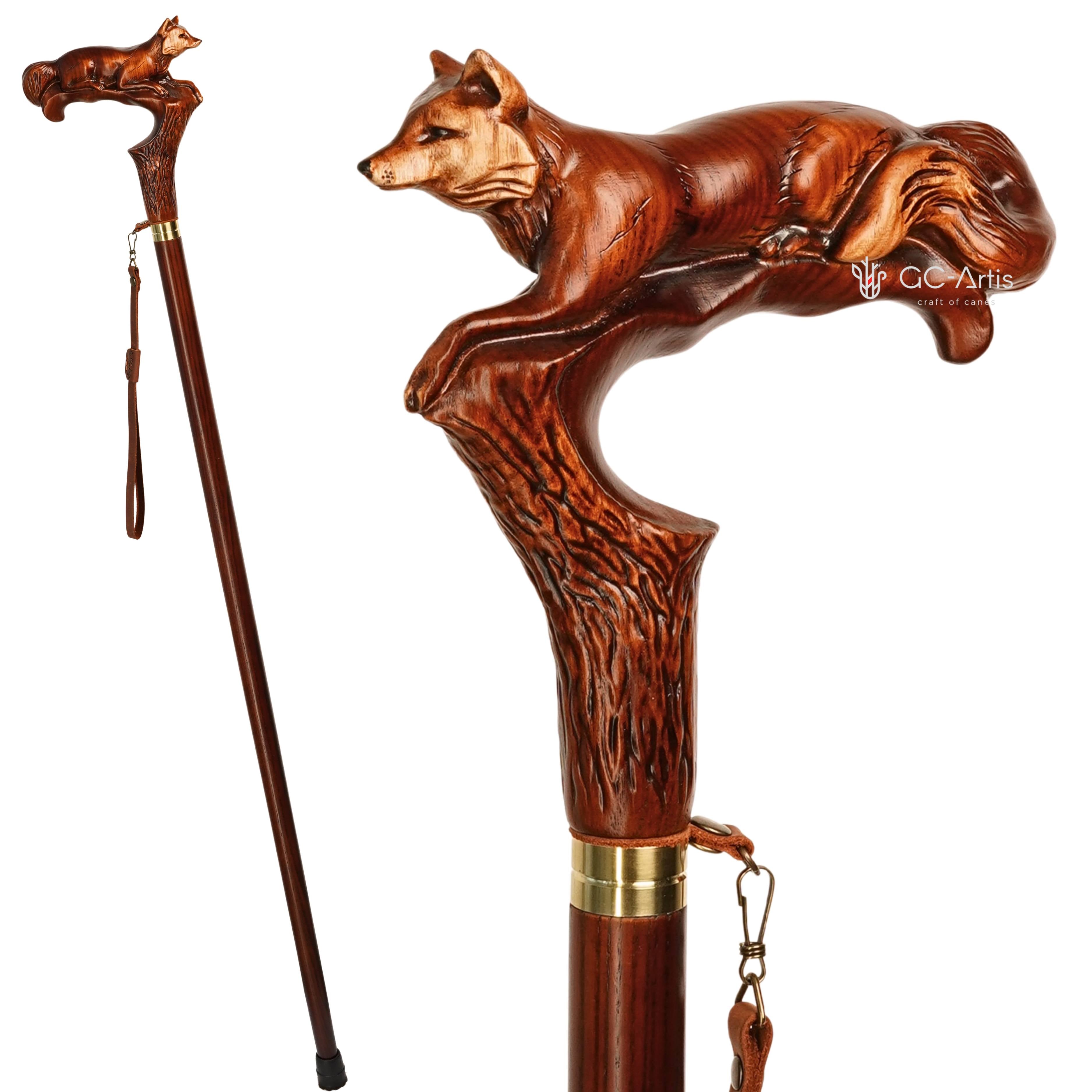 Fox Elegant Wooden Wooden Walking Stick Cane