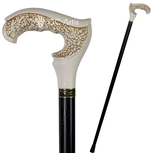 GRACE Elegant Wooden Walking Cane - White