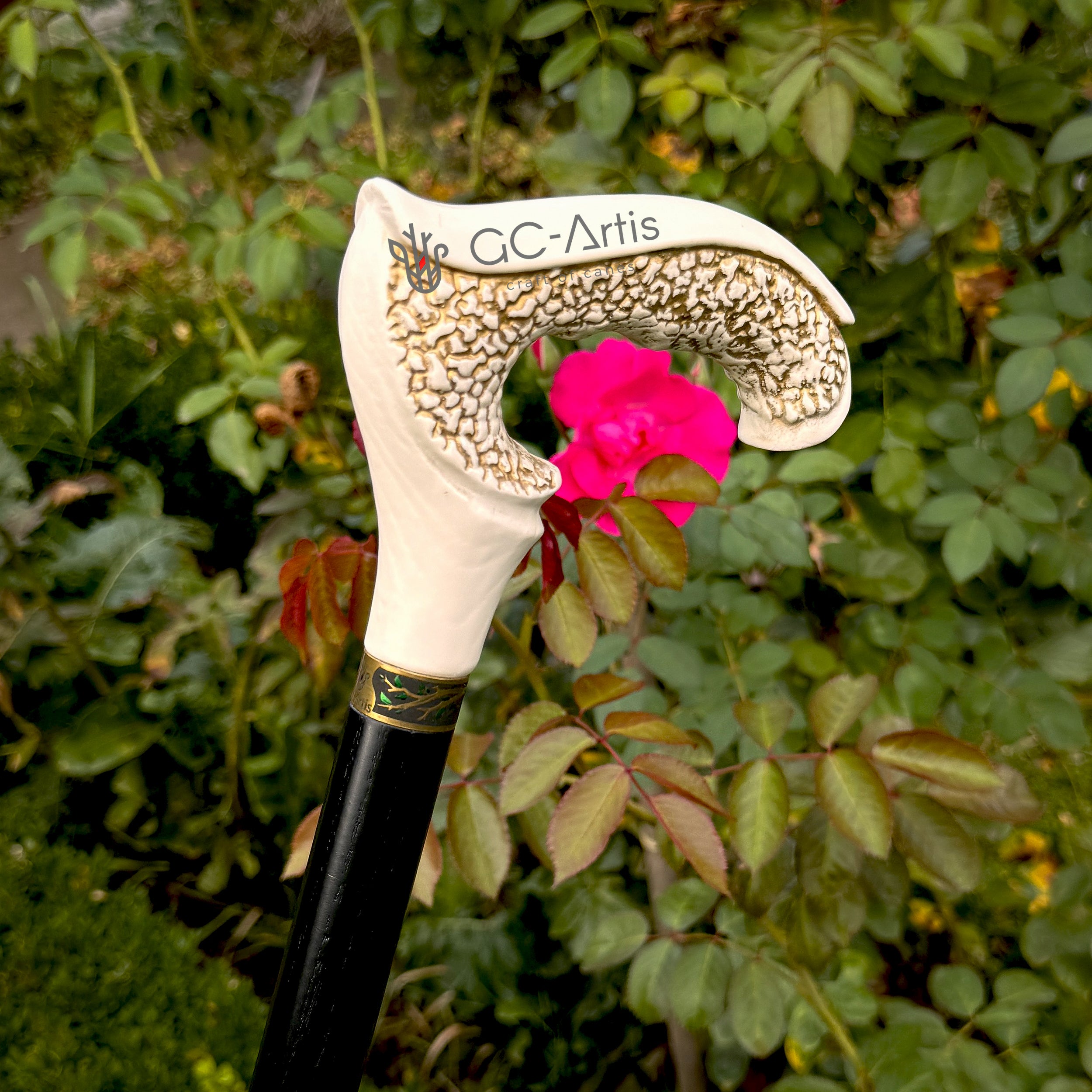 GRACE Elegant Wooden Walking Cane - White