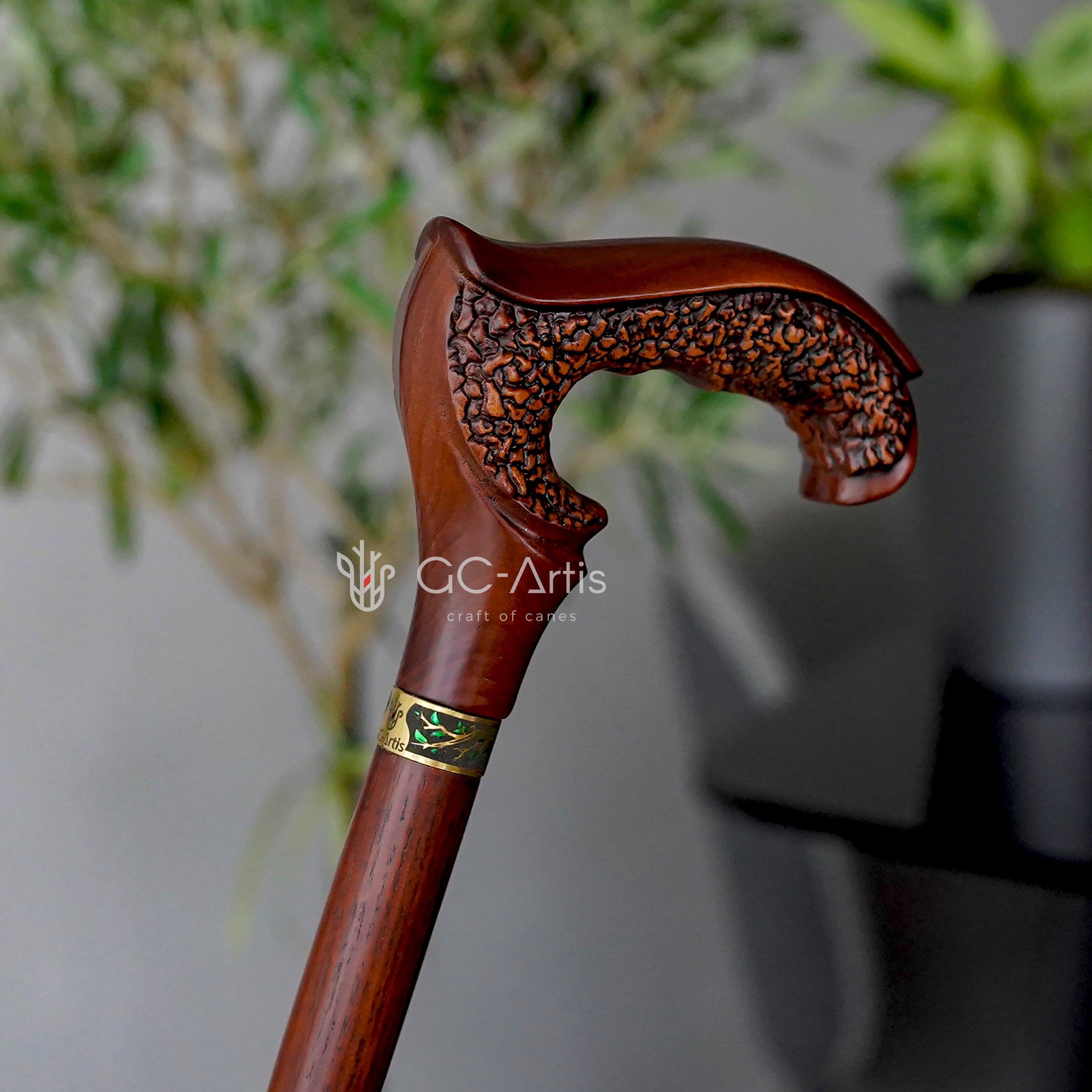 GRACE Elegant Wooden Walking Cane - Dark