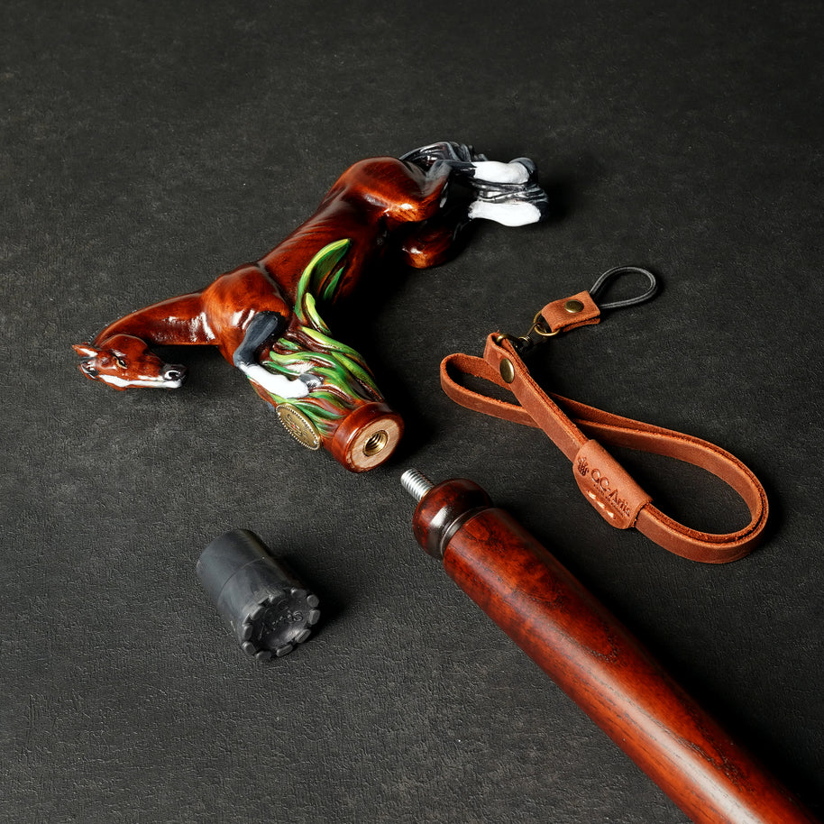 Sprint Horse Brown Handpainted – Designer Wooden Walking Cane