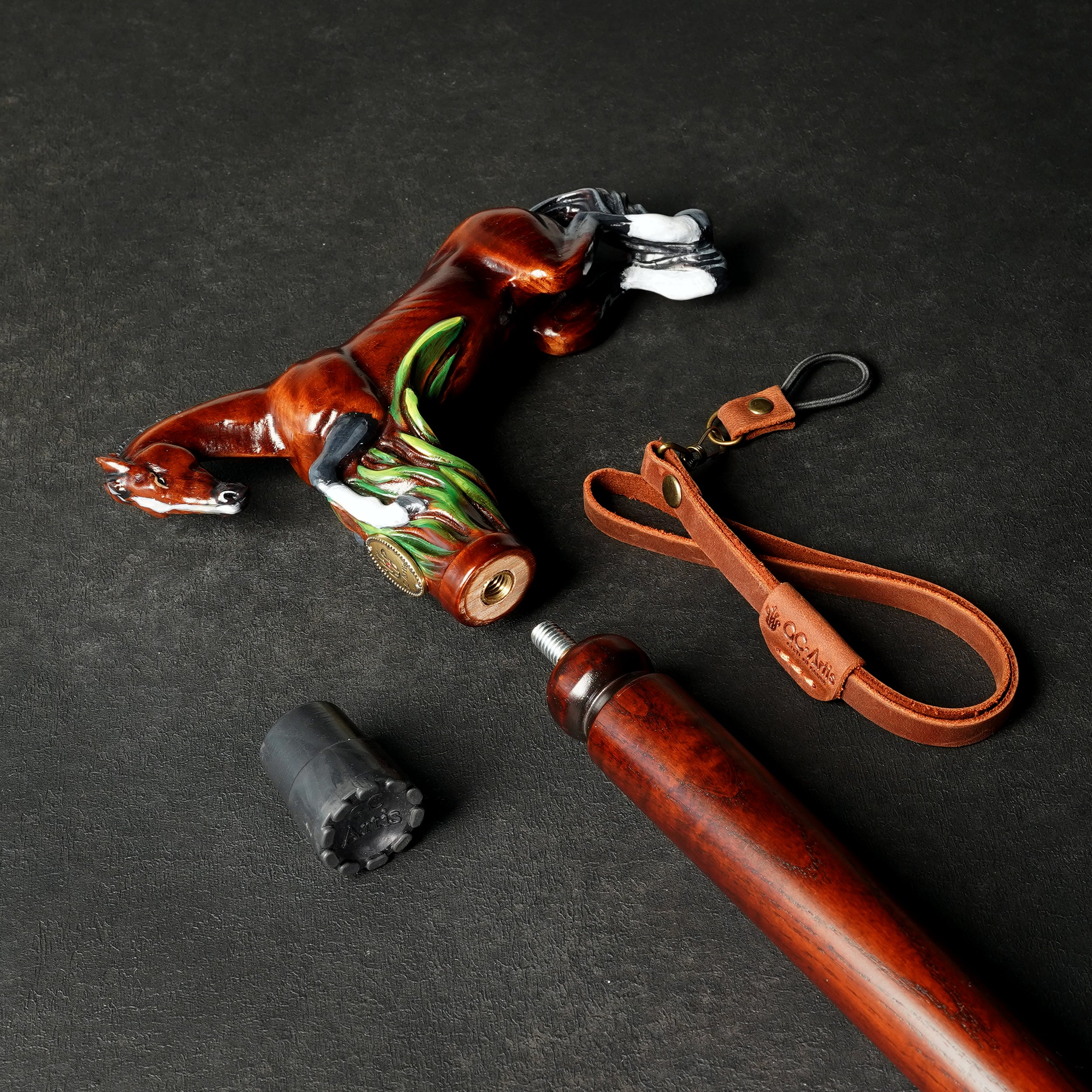 Sprint Horse Brown Handpainted – Designer Wooden Walking Cane