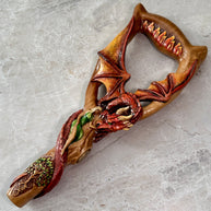 Winged Dragon Celtic Style walking stick cane Light Wood
