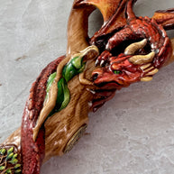 Winged Dragon Celtic Style walking stick cane Light Wood