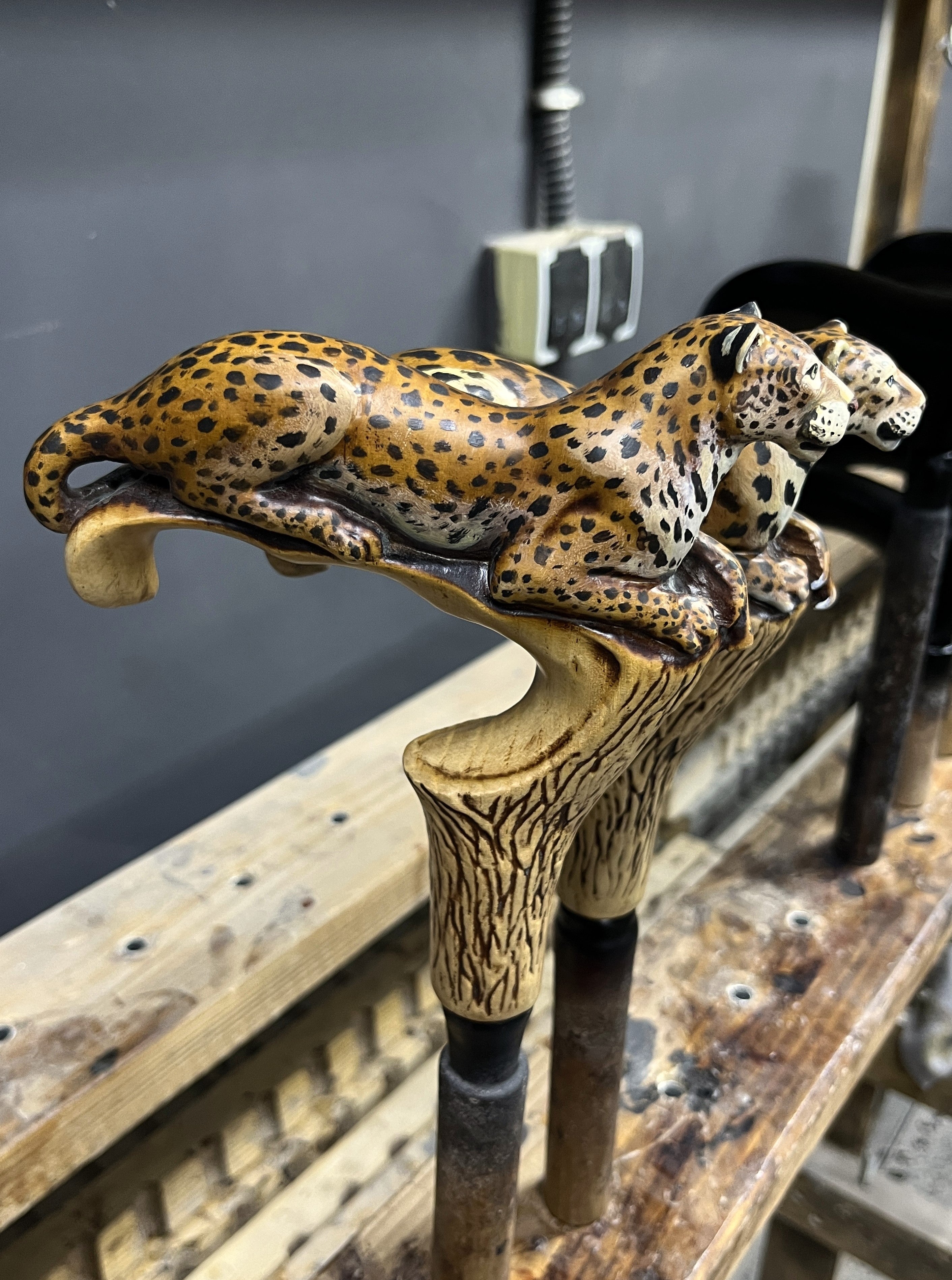 Leopard Hand Painted – Designer Wooden Walking Cane