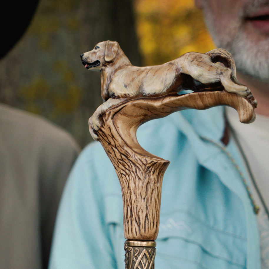 Canne de marche en bois Labrador blanc
