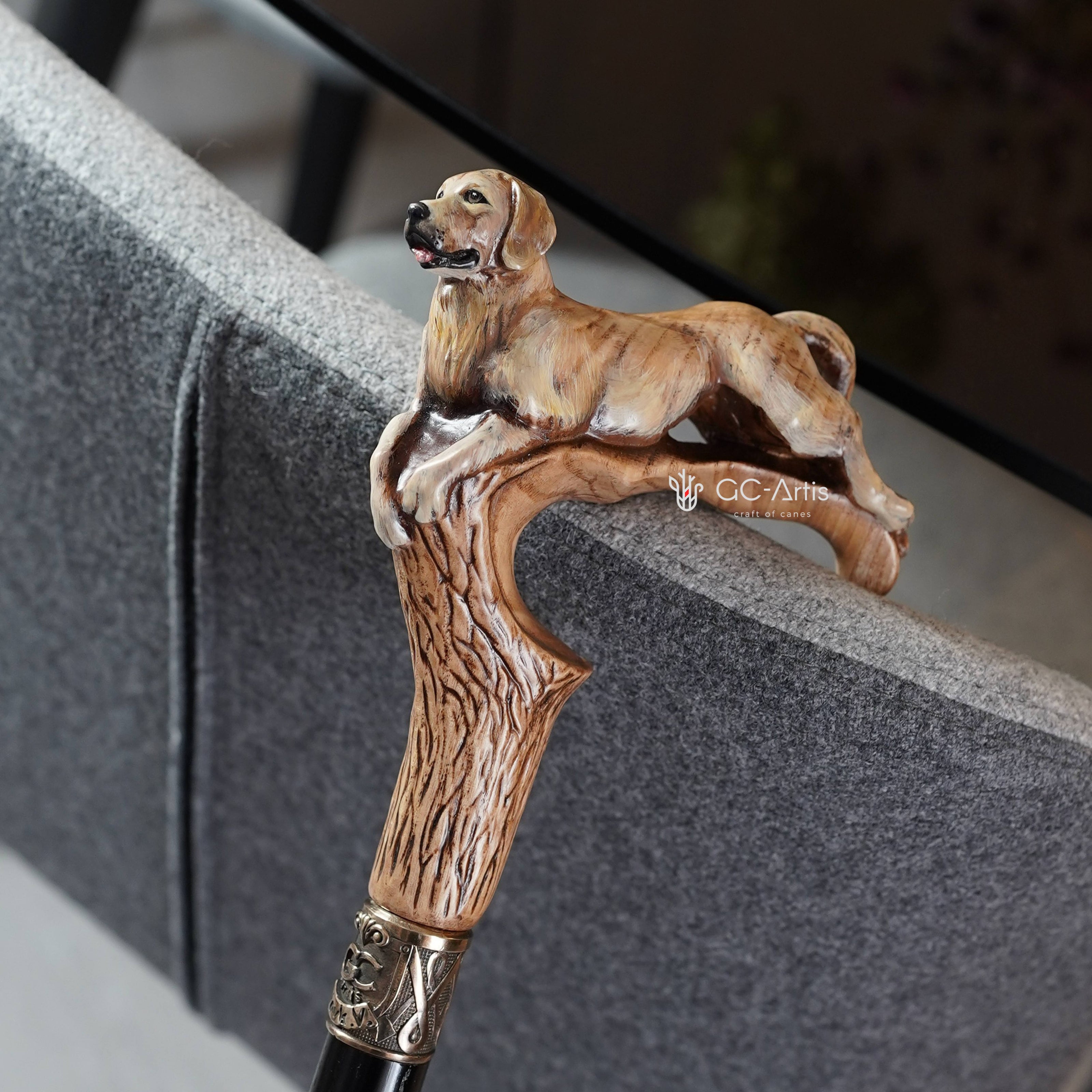 Golden Retriever Labrador Dog Wooden Walking Cane