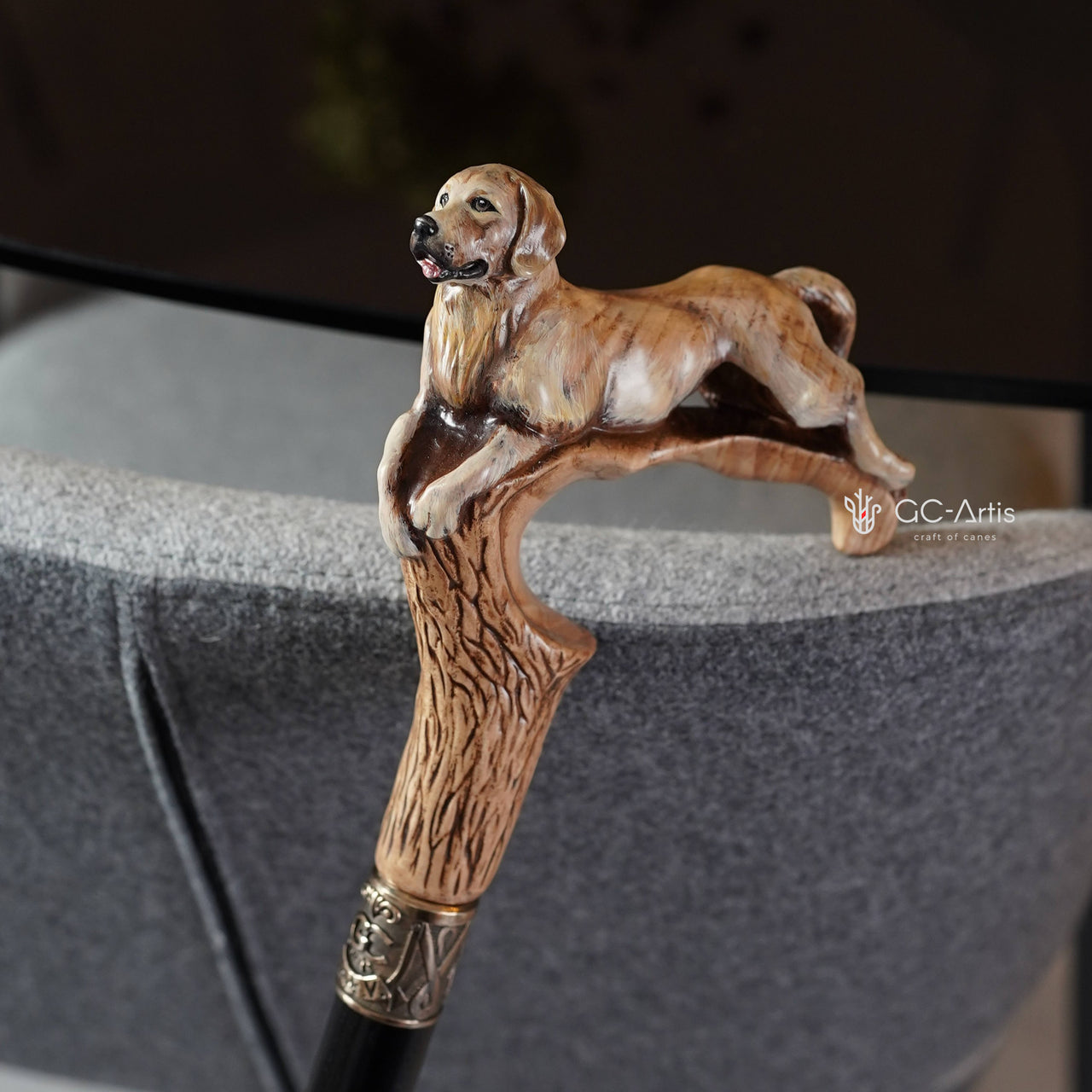 Golden Retriever Labrador Dog Wooden Walking Cane