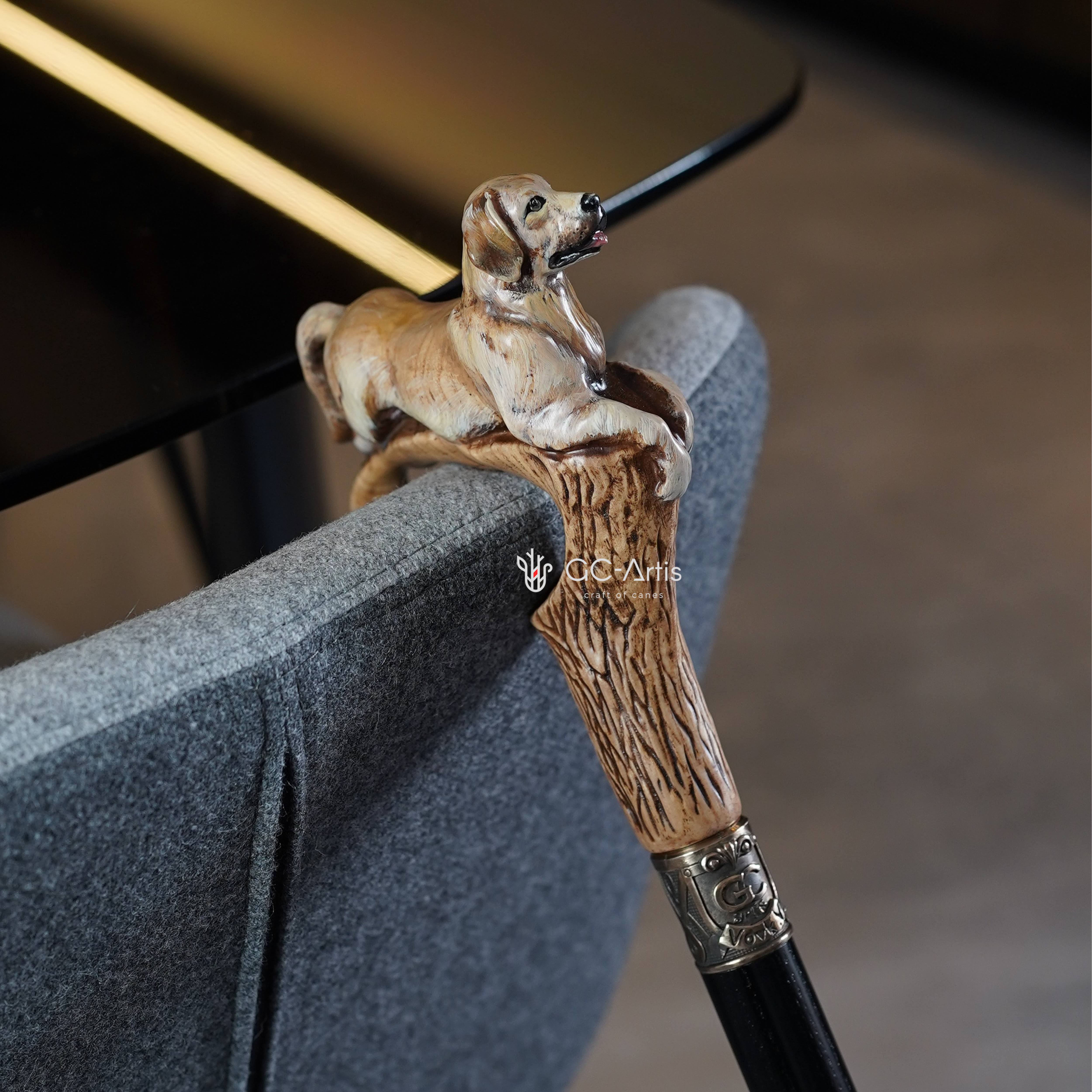 Golden Retriever Labrador Dog Wooden Walking Cane