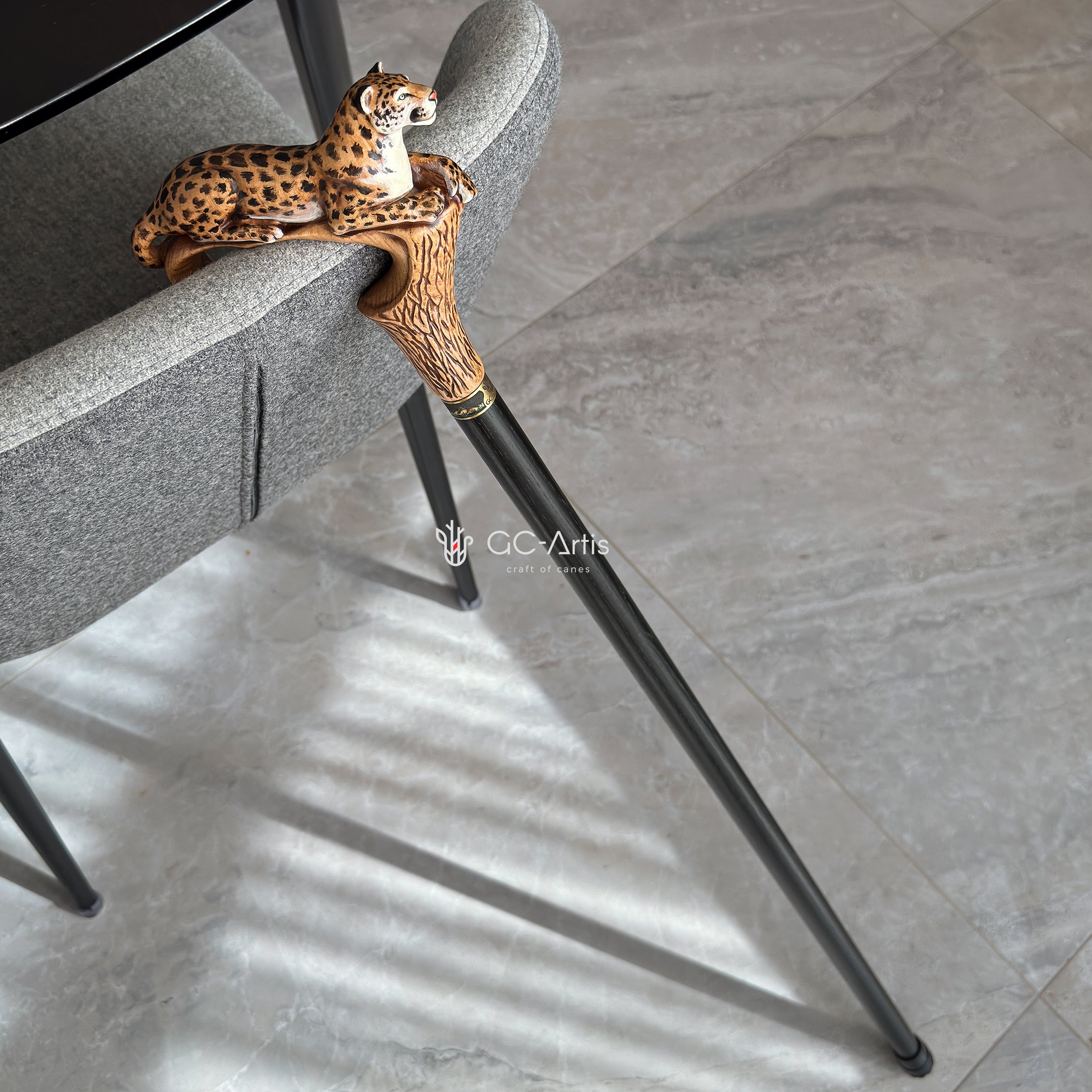 Leopard Hand Painted – Designer Wooden Walking Cane