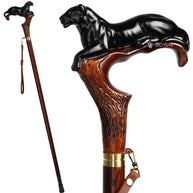 Black Panther Cougar Cat Dark Wood – Designer Wooden Walking Cane