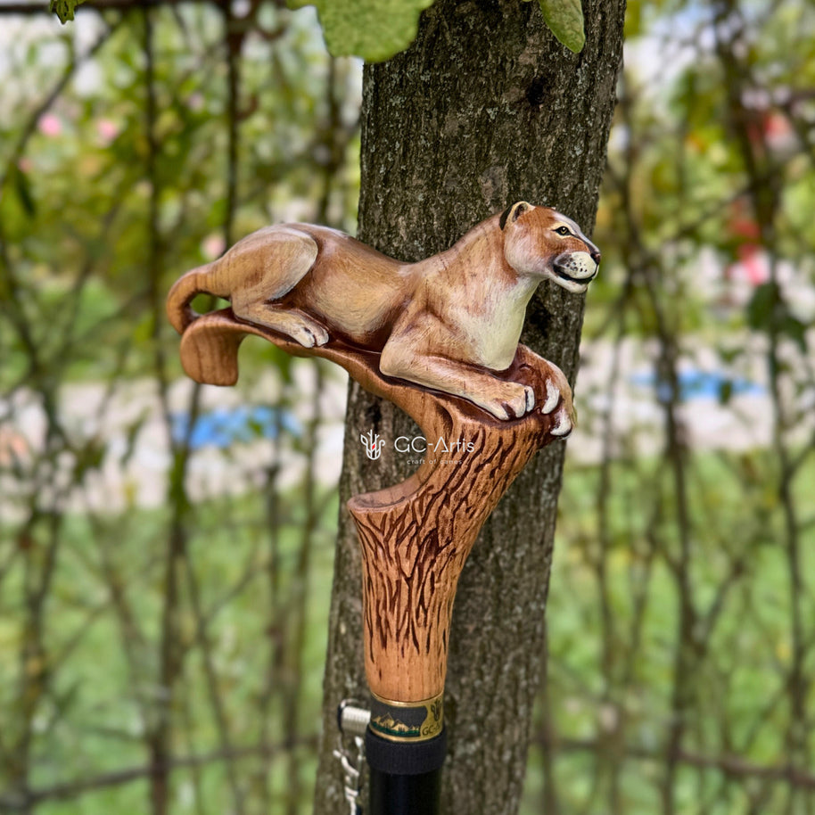American Puma Hand Painted – Designer Wooden Walking Cane