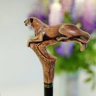 American Puma, Wild Cat Light Wooden Handpainted Walking Stick Cane