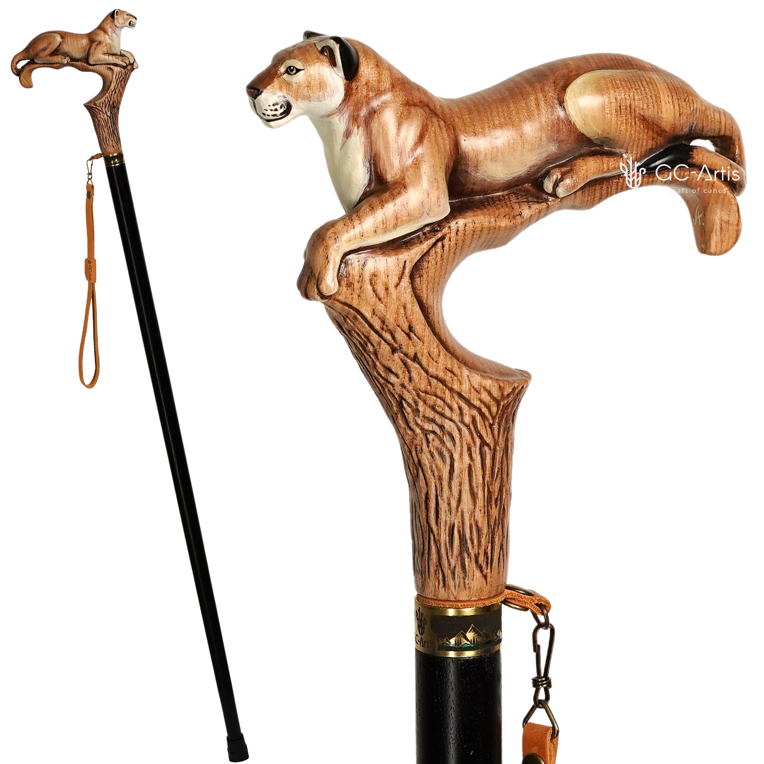 American Puma Hand Painted – Designer Wooden Walking Cane
