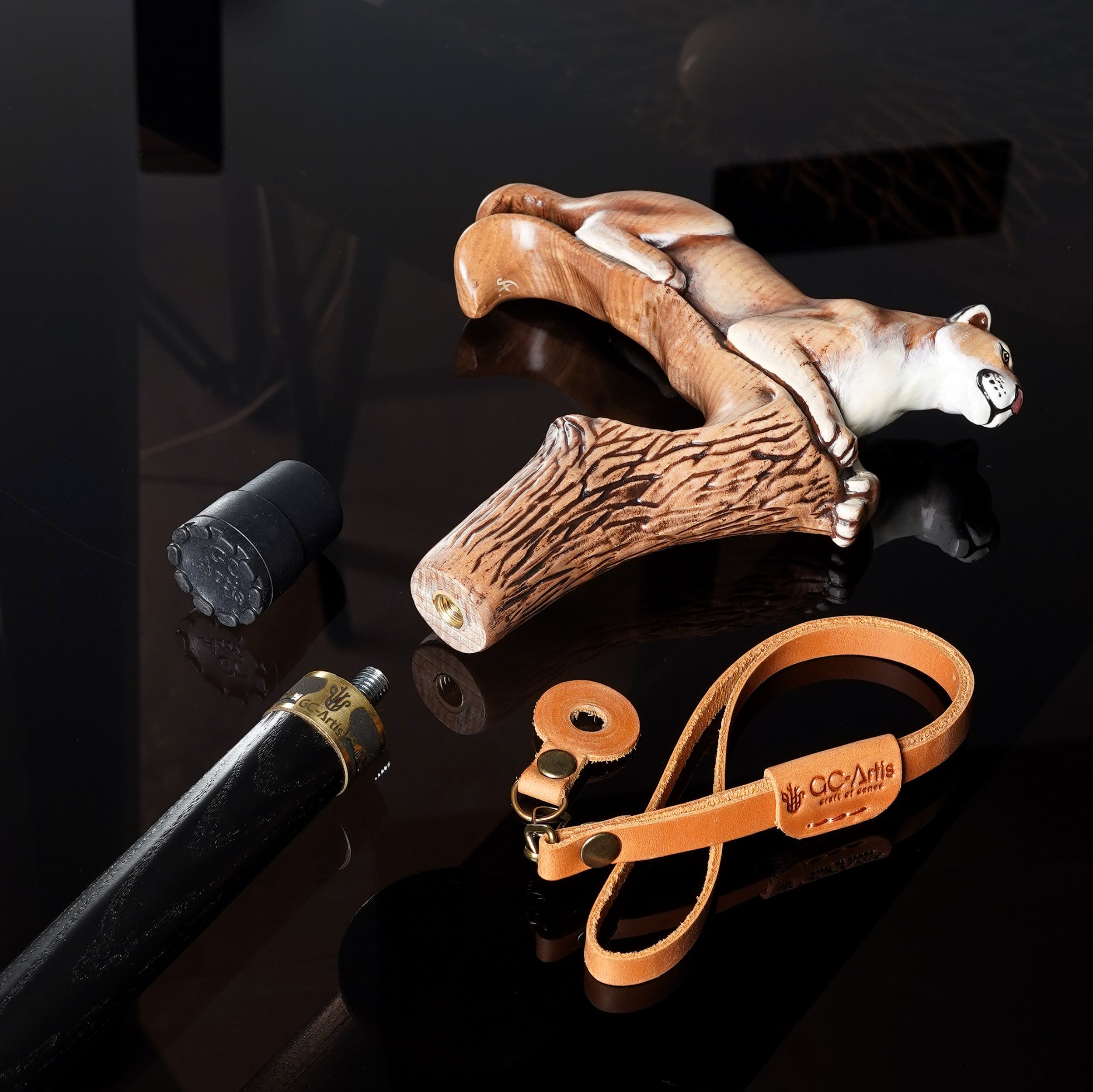 American Puma Hand Painted – Designer Wooden Walking Cane