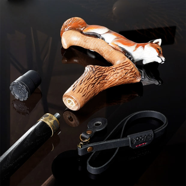 Fox Hand Painted – Designer Wooden Walking Cane