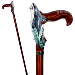 Wooden Cane Walking Stick Shark Fish Sea Style