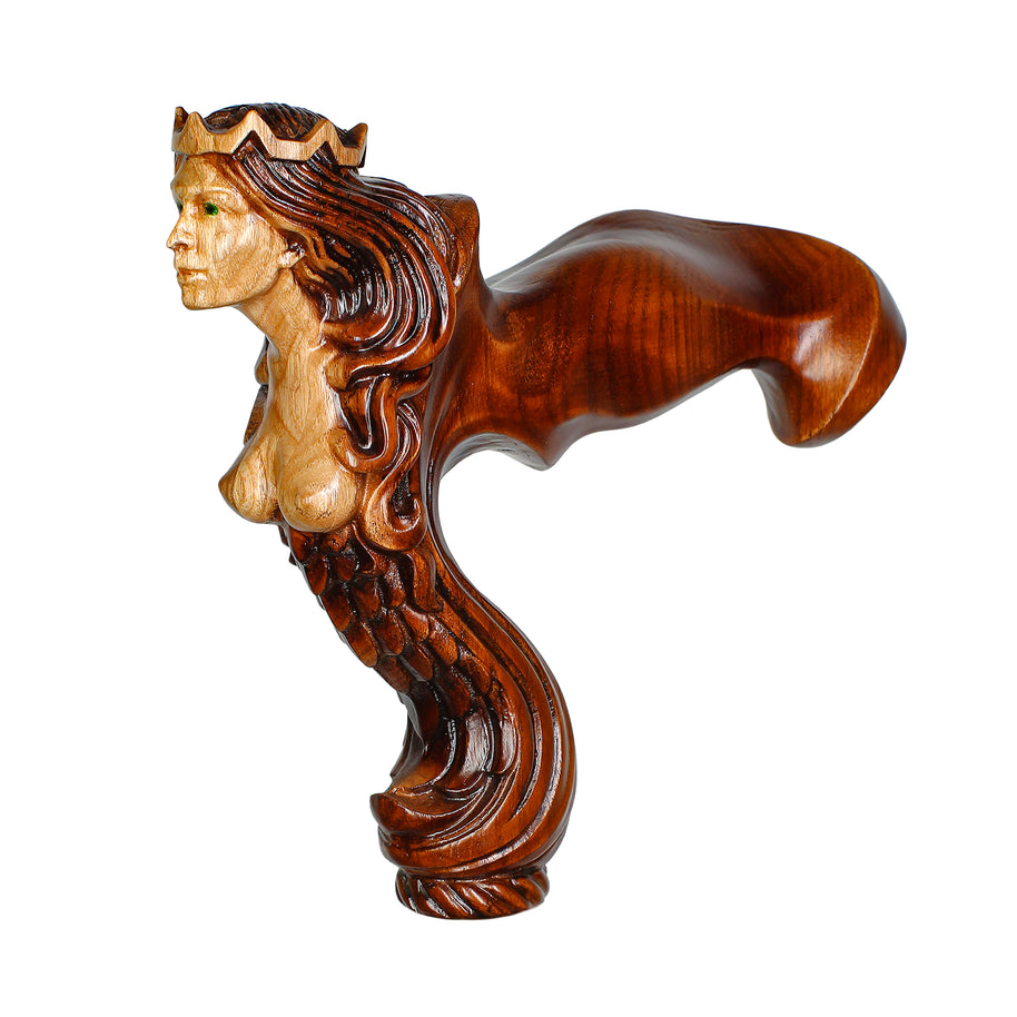 Replacement Ergonomic Wooden Handle for Walking Stick Cane without a shaft