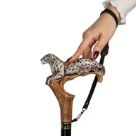 Irbis - Snow Leopard Hand Painted – Designer Wooden Walking Cane