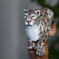 Irbis - Snow Leopard Hand Painted – Designer Wooden Walking Cane