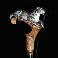 Irbis - Snow Leopard Hand Painted – Designer Wooden Walking Cane