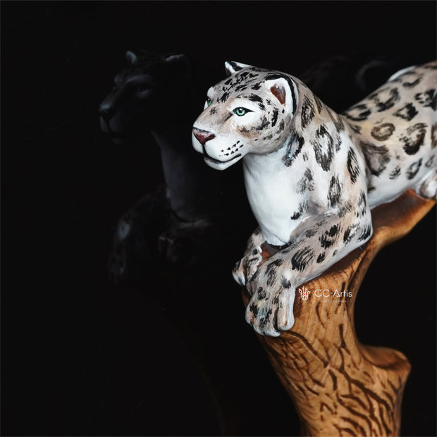 Irbis - Snow Leopard Hand Painted – Designer Wooden Walking Cane