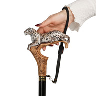 Irbis - Snow Leopard Hand Painted – Designer Wooden Walking Cane