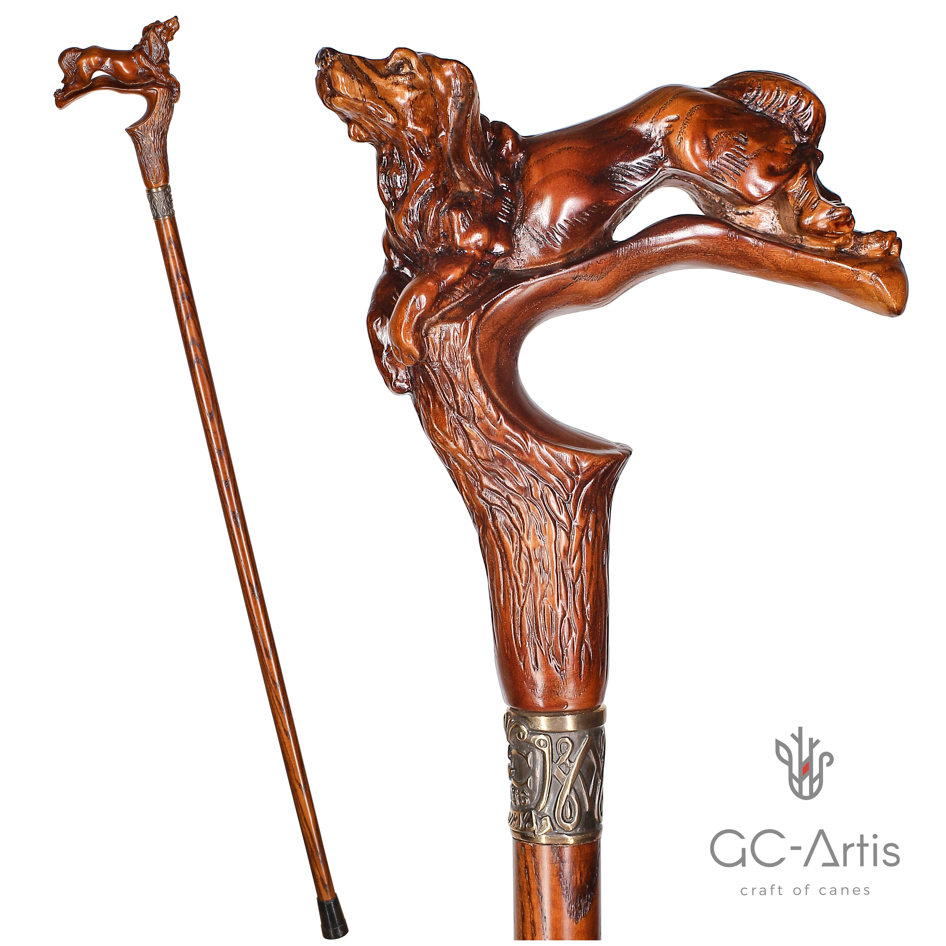 Spaniel Dog Dark Wood – Designer Wooden Walking Cane