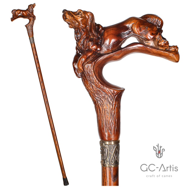Spaniel Dog Dark Wood – Designer Wooden Walking Cane