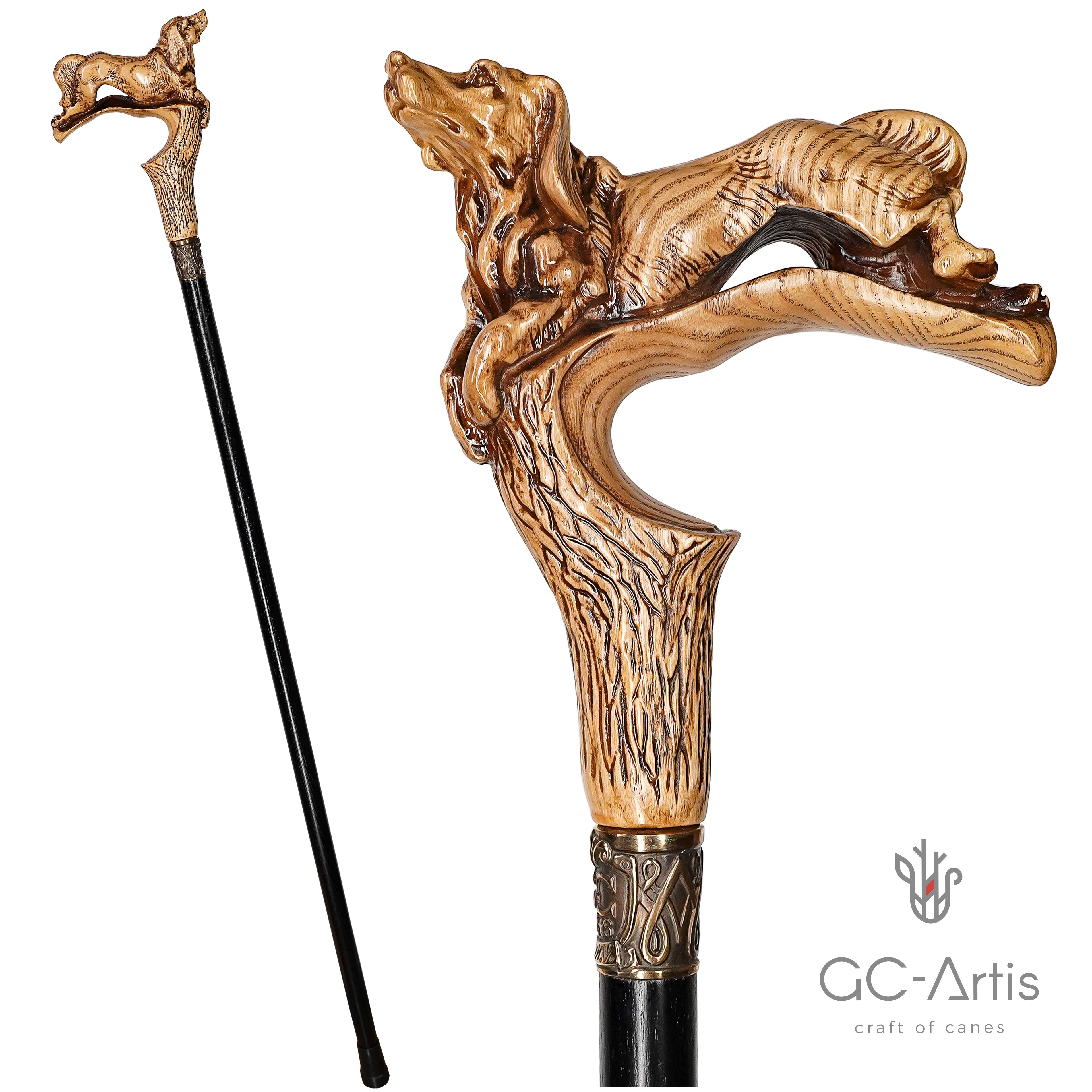 Spaniel Dog Light wooden Walking Stick Cane
