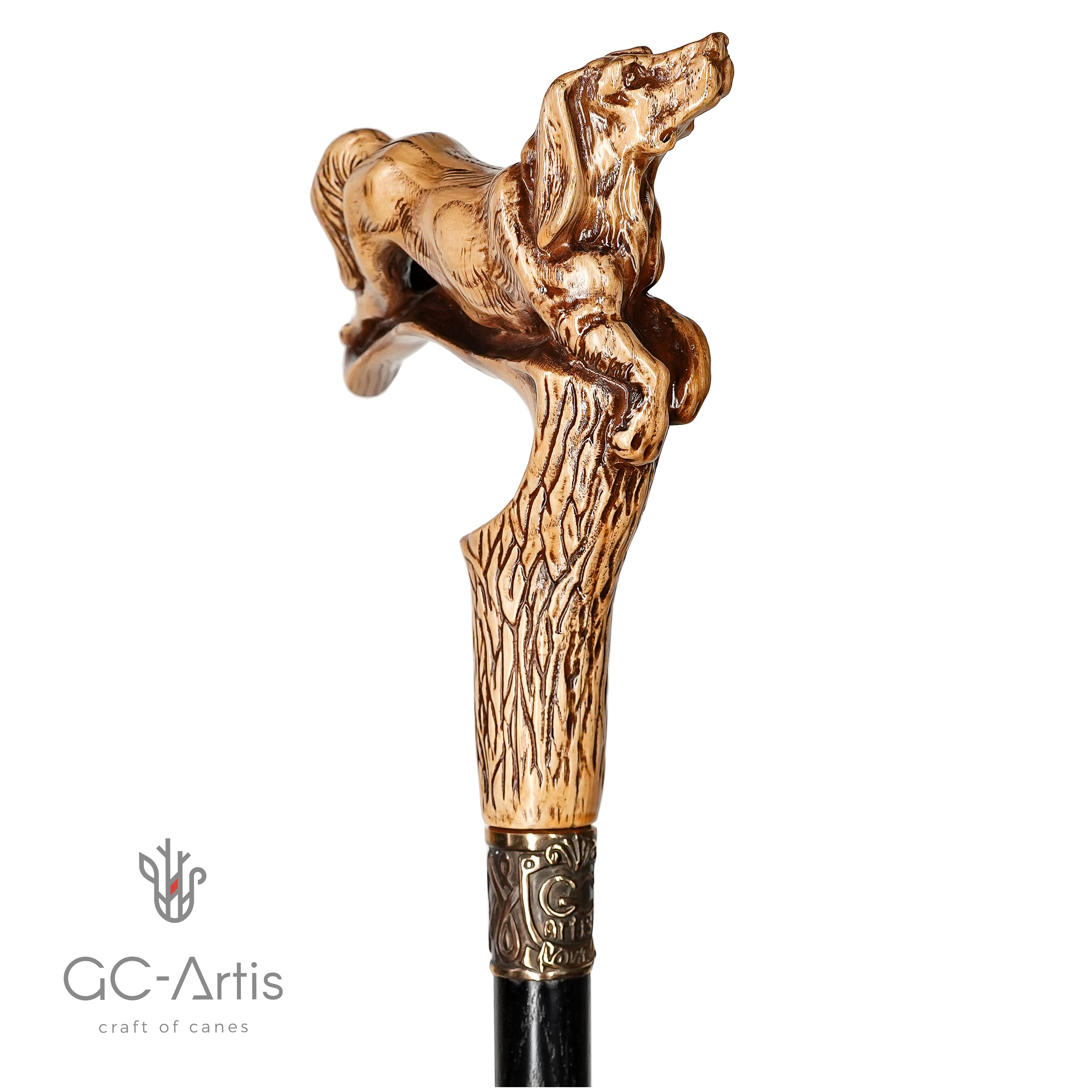 Spaniel Dog Light wooden Walking Stick Cane