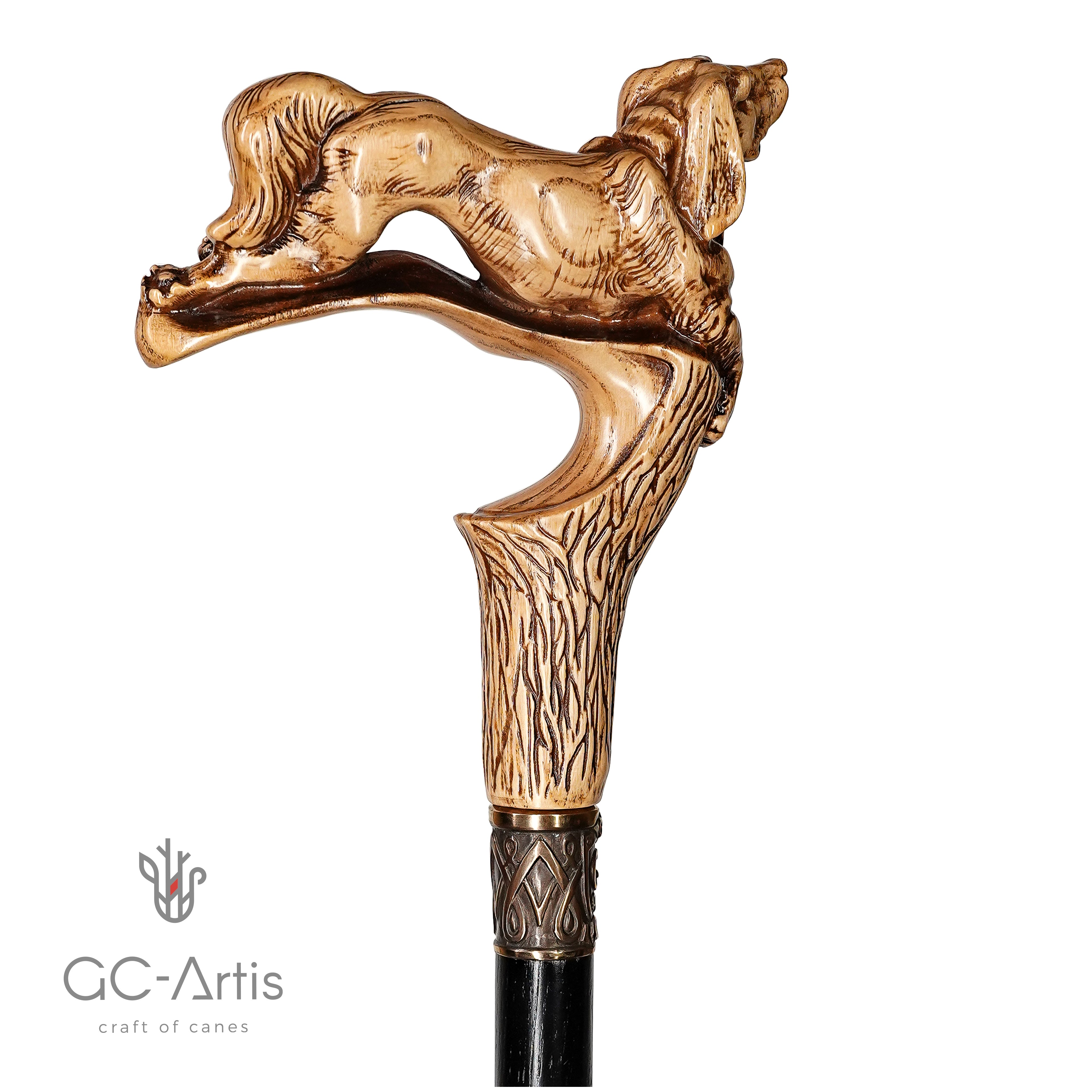 Spaniel Dog Light wooden Walking Stick Cane